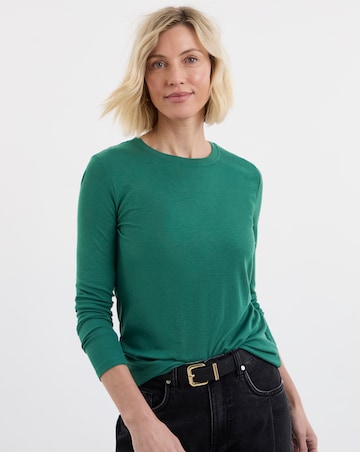 Ribbed Crew Neck Long Sleeve Top