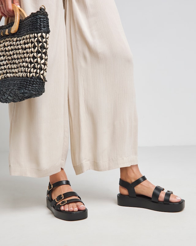 Simply Be Tokyo Multi Buckle Hardware Detail Sandals - Extra Wide Fit (EEE)