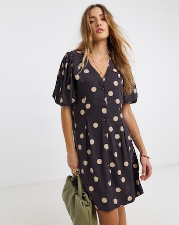Printed Linen Button Up Shift Dress