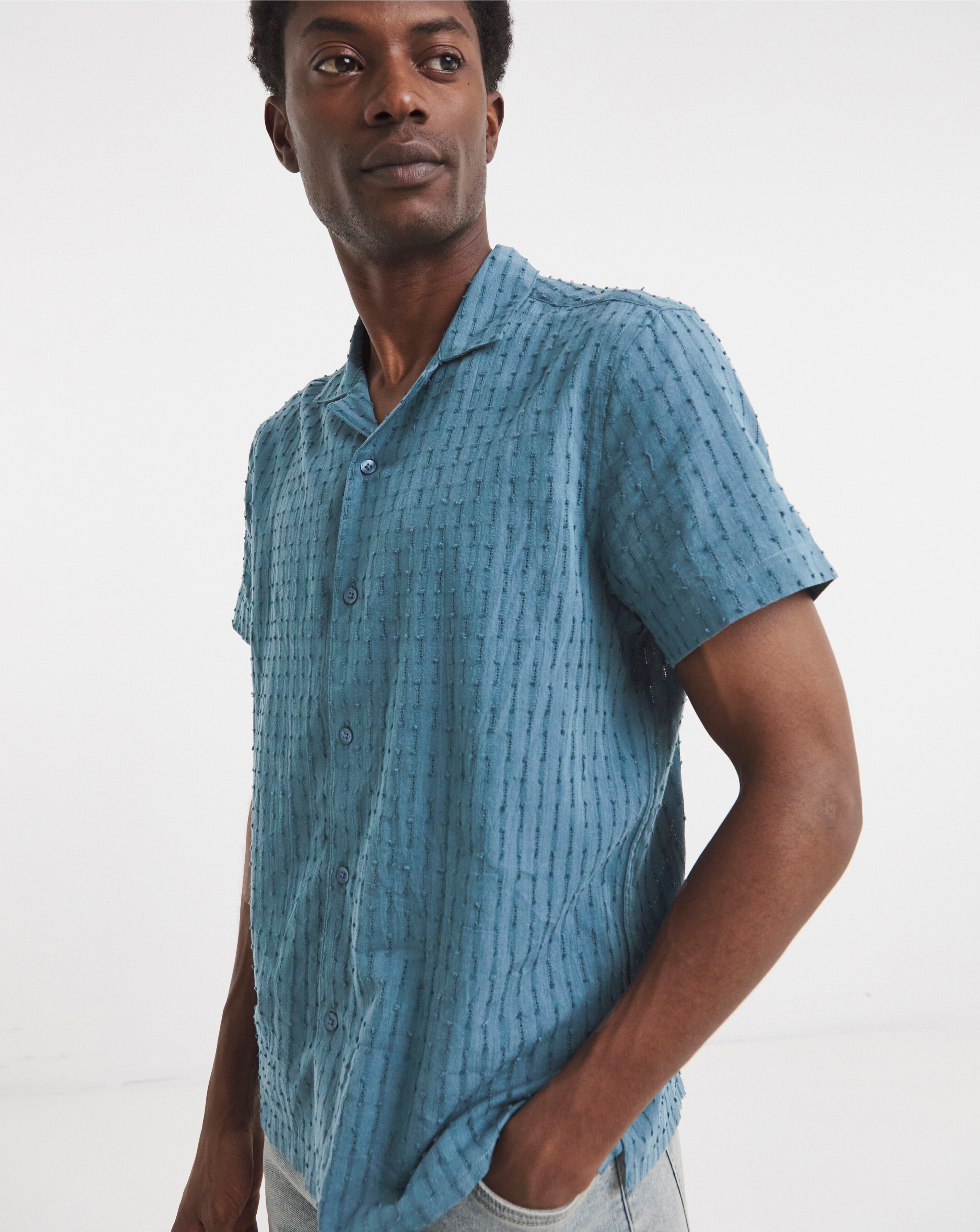Pointelle Jacquard Revere Collar Shirt | JD Williams