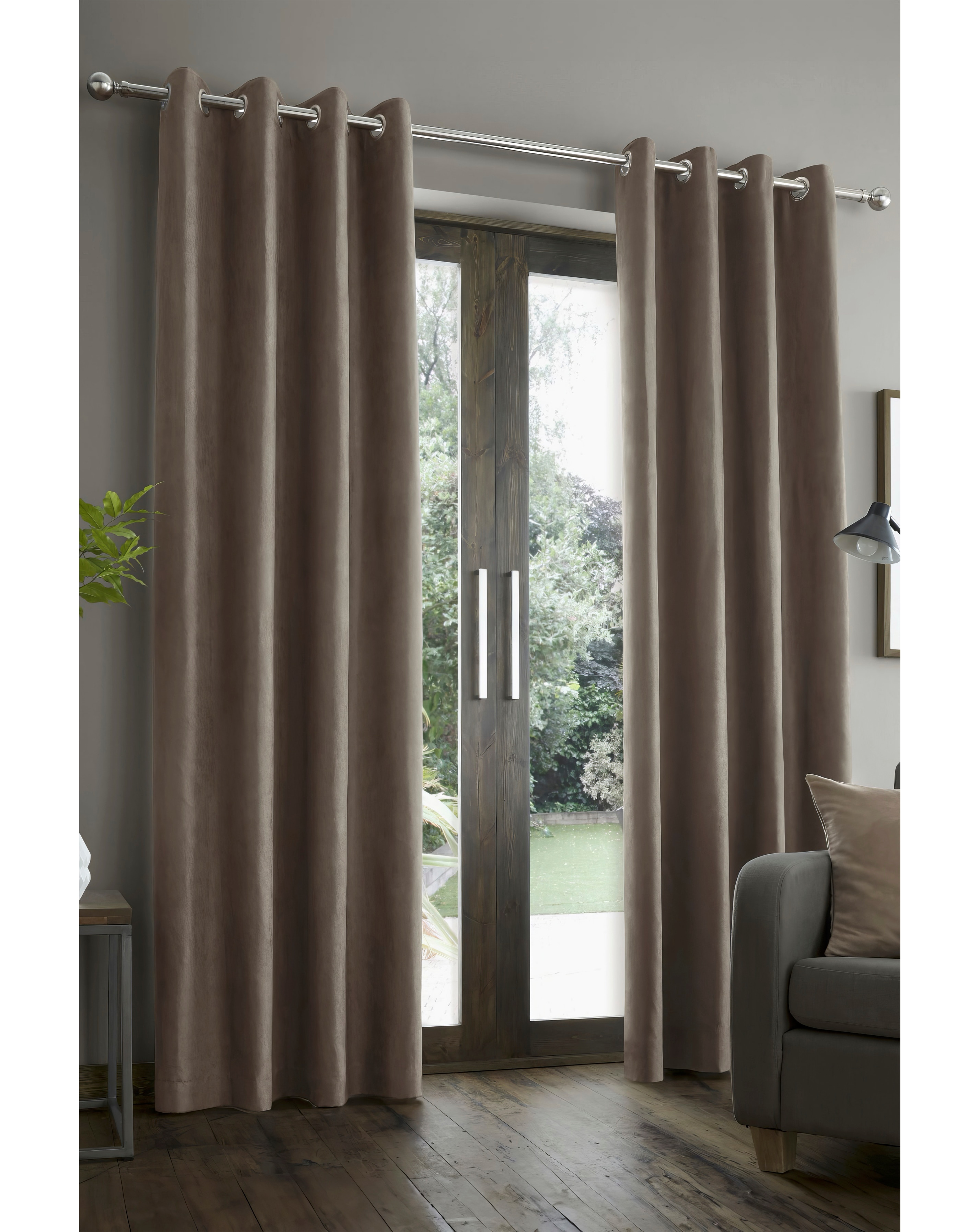 Catherine Lansfield Faux Suede Eyelet Curtains JD Williams