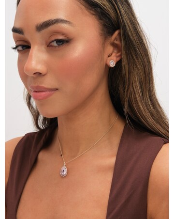 Jon Richard Gold Plated and Pink Pear Drop Trio Set - Gift Box