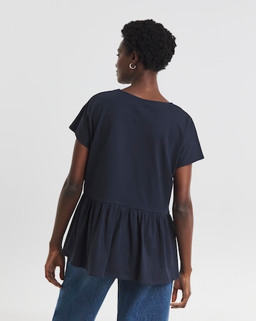 Pure Cotton V Neck Peplum Side Panel Top