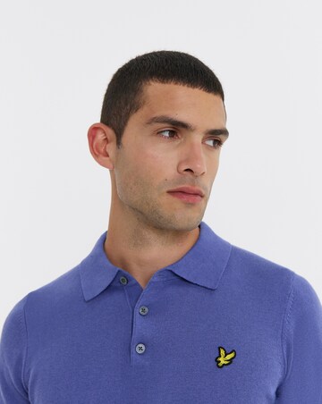 Lyle & Scott Cotton Merino Long Sleeve Knitted Polo - Twilight