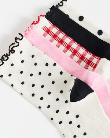Pretty Secrets (5 Pair Pack) Ankle Socks (Wide Fit) Gingham