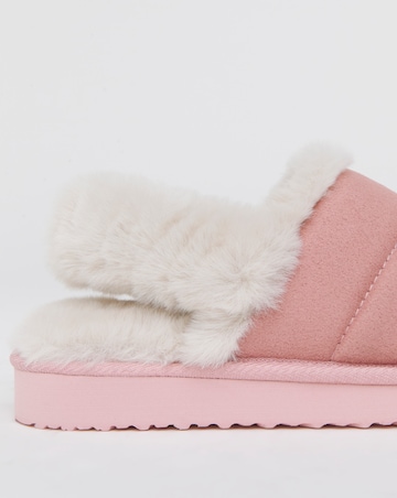 Halle Fluffy Slingback Slippers - Wide Fit (E)