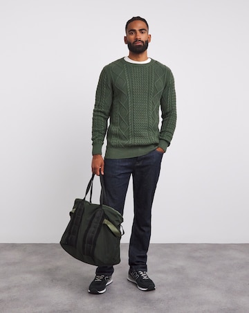 Khaki Cable Crew Neck Jumper