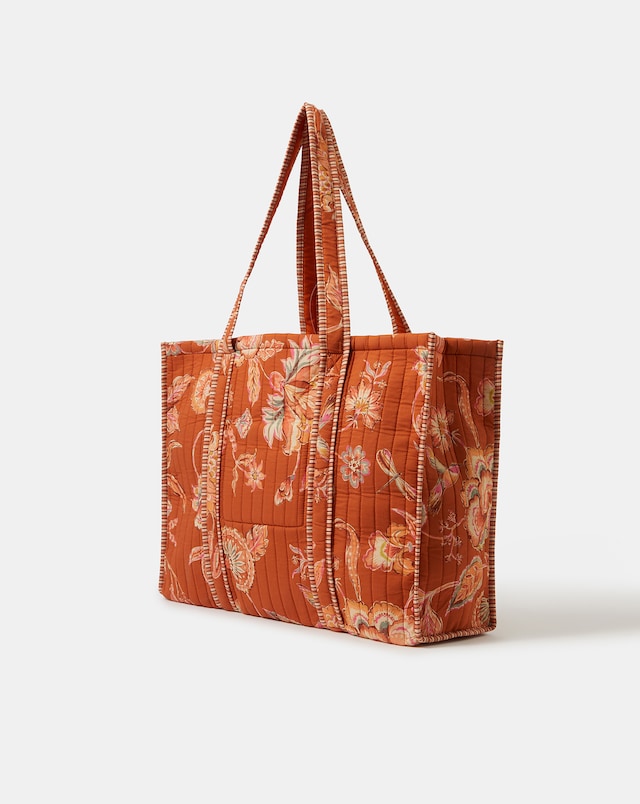 Accessorize Floral Print Quilted Tote Bag