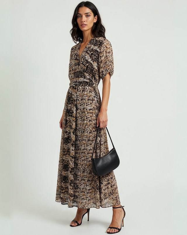 Religion Animal Print Maxi Wrap Dress