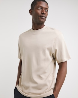 Relaxed Fit Interlock T-Shirt- Stone