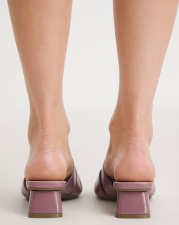 Sara Woven Mule Block Heeled Sandals - Wide Fit (E)