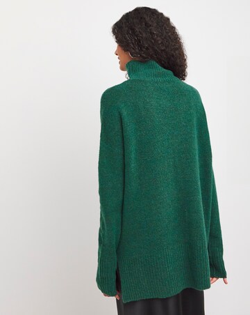 High Neck Deep Trim Longline Jumper