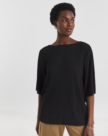 Angel Sleeve Bubble Hem Textured Top