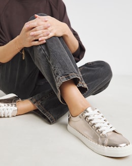 Janey Scalloped Edge Lace Up Trainer - Extra Wide Fit (EEE)