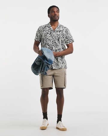 Mono Palm Print Revere Collar Shirt