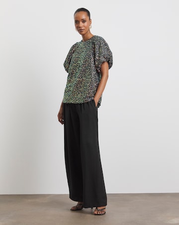 Joanna Hope Sequin Puff Sleeve top