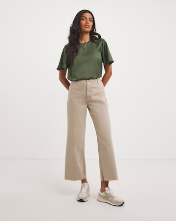 Khaki Jersey Back Short Sleeved Top