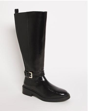 Elasticated Back Buckle High Leg Boot EEE Fit Standard Calf