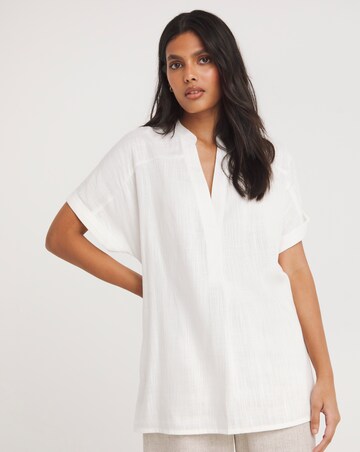 Linen Mix Tunic Top