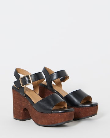 Gaga Leather Cork Platform Sandals - Wide Fit (E)
