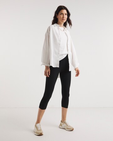 Black Cotton Ruched Hem Cropped Leggings