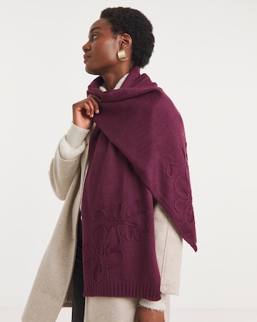 Floral Embroidered Knitted Scarf