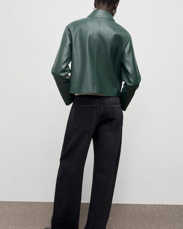Mango Green Leather Effect Jacket With Pockets
