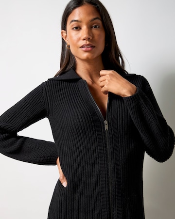 Ro&Zo Black ZipThrough Knitted Dress