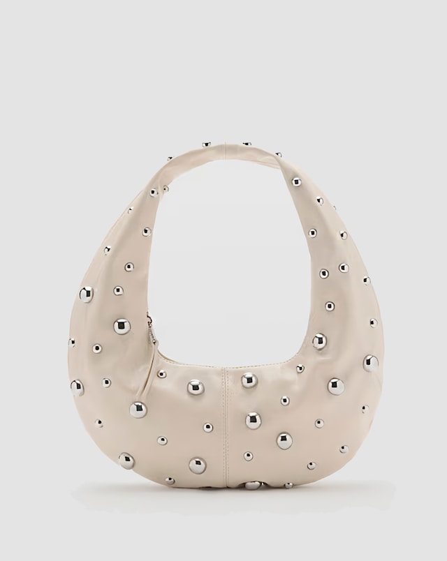 Mango Studded Faux Leather Saddle Shoulder Bag