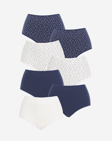 Pretty Secrets 7 Pack Cotton Full Brief Knickers -Navy Ditsy