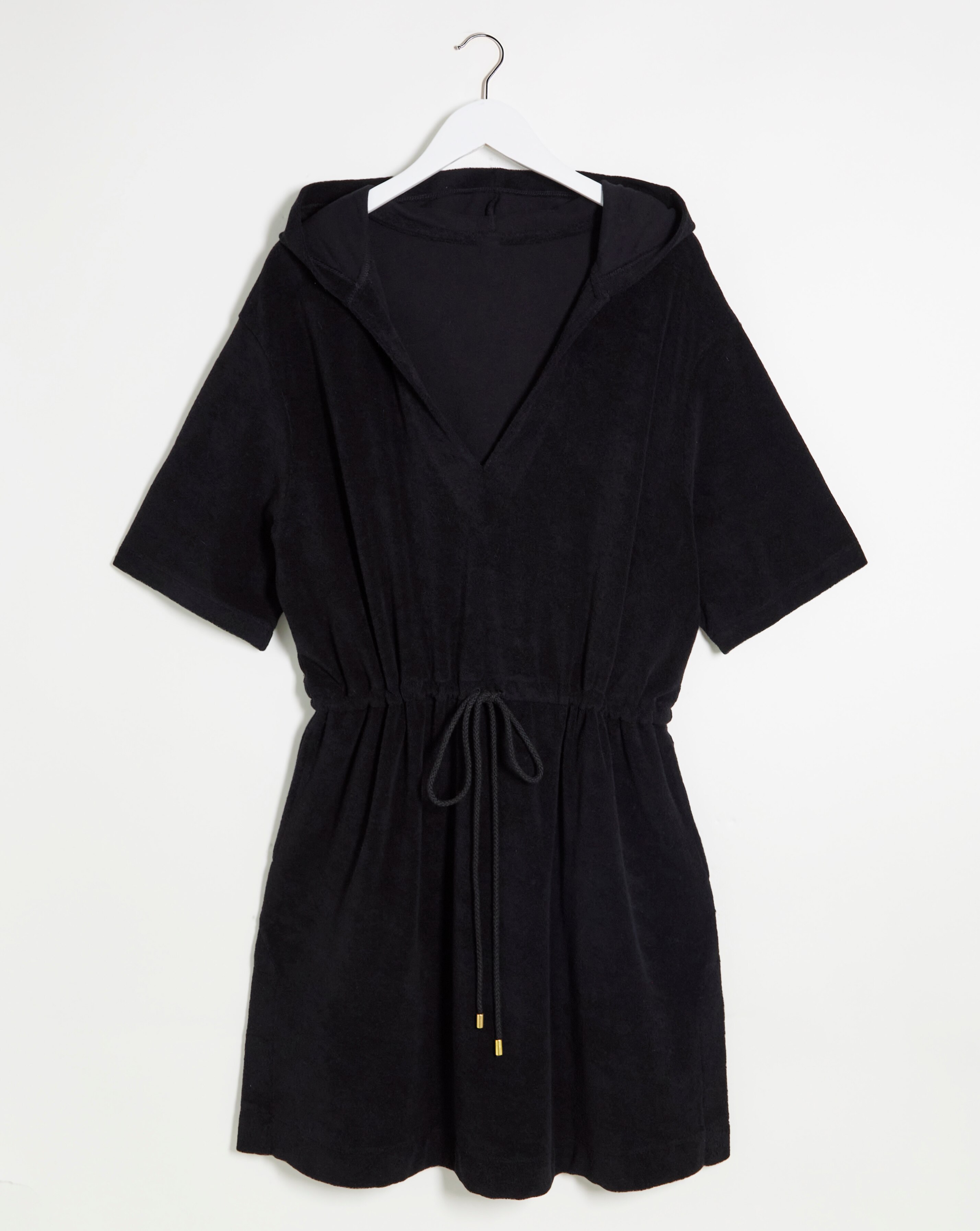 Black Cotton Towelling Poncho