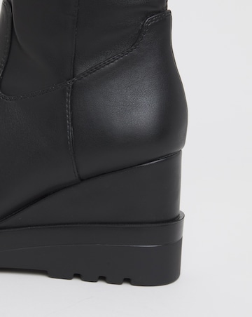 Izzy Stretch Wedge Knee Boots - Extra Wide Fit (EEE) Super Curvy/Curvy Plus Calf