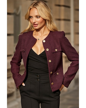 Sosandar Collarless Boucle Jacket