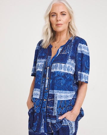 Julipa Lace Trim Button Down Blouse