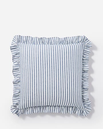 Sylvia Ruffled Stripe Cushion - Blue
