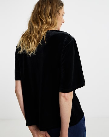 Velvet Bow Front Angel Sleeve Top