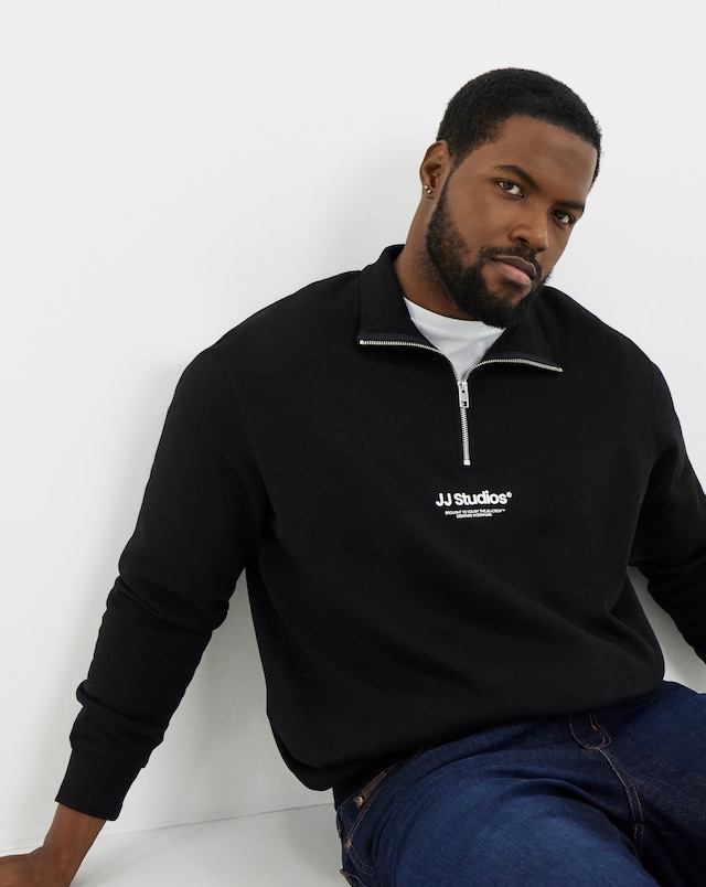JACK & JONES Soho 1/4 Zip Sweatshirt - Black