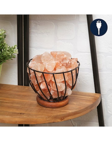 Serenity Himalayan Rock Salt Metal Basket Lamp