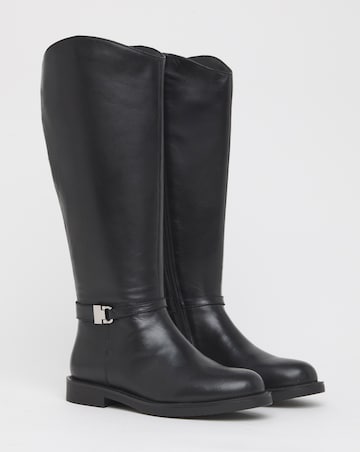 Jemimah Leather Knee High Riding Boots - Extra Wide Fit (EEE) & Curvy Calf