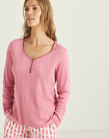 Pretty Secrets Henley Top Heart Pointelle Pyjama Set