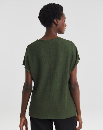 Olive Crew Neck Textured Top
