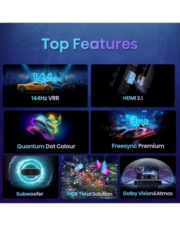 Hisense 55in 55E7KQTUK PRO Smart 4K UHD HDR QLED TV with 144Hz Game Mode Pro