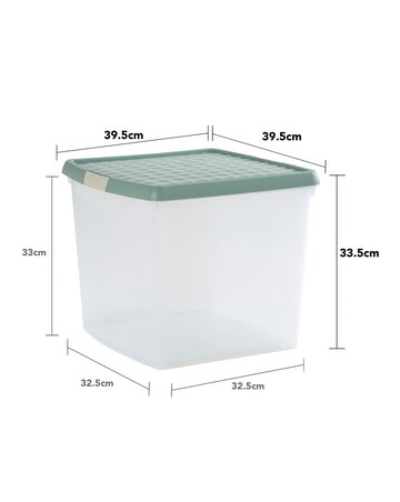 Wham Clip 4 Piece 37L Square Box & Lid Green Milieu