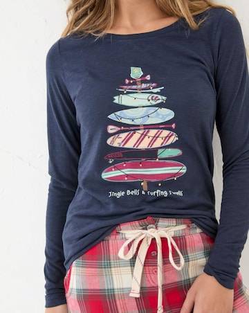 Fatface Surfboard Pyjama Top Navy