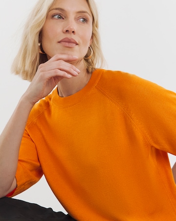 Orange Half Sleeve Knitted T-shirt