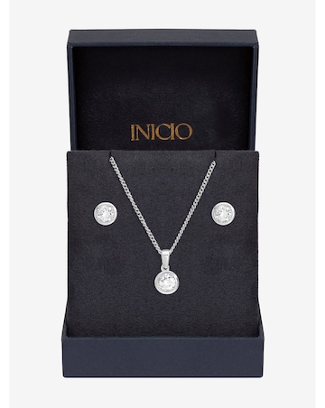 Inicio Sterling Silver Plated Cubic Zirconia Bezel Set - Gift Box