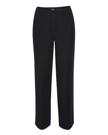 Black Linen Mix Straight Leg Trousers