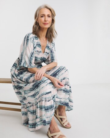 Julipa Shirred Front Crinkle Midi Dress