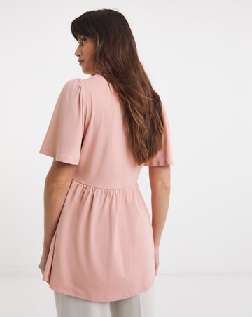 Tie Front Angel Sleeve Longline Top