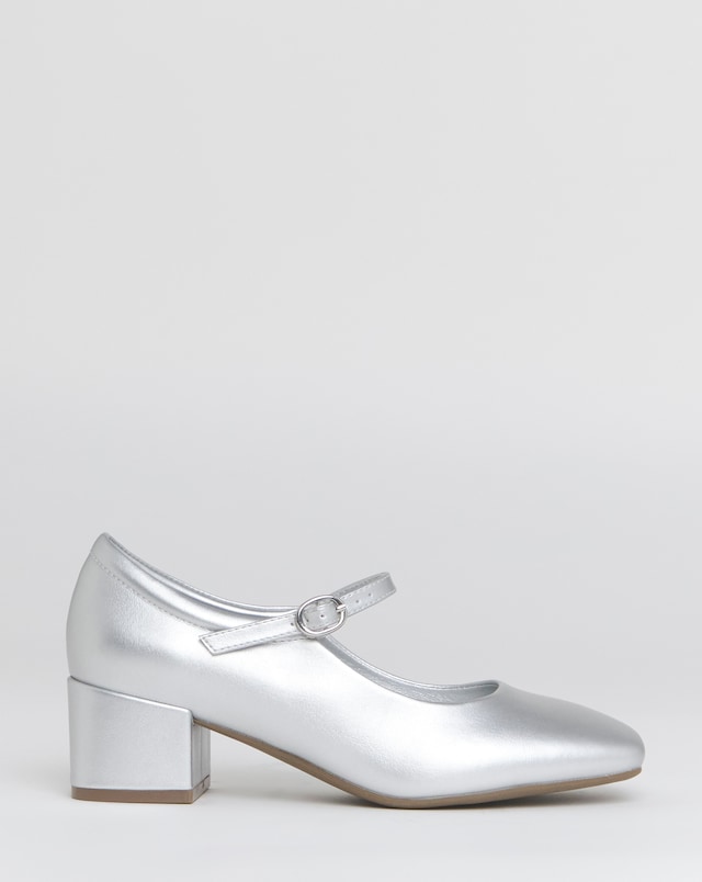 Heavenly Soles Patricia Block Heel Mary Janes - Wide Fit (E)
